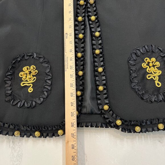 Victor Costa Black Jacket with Gold Buttons and Detailing Designer VTG Couture - Picture 8 of 14